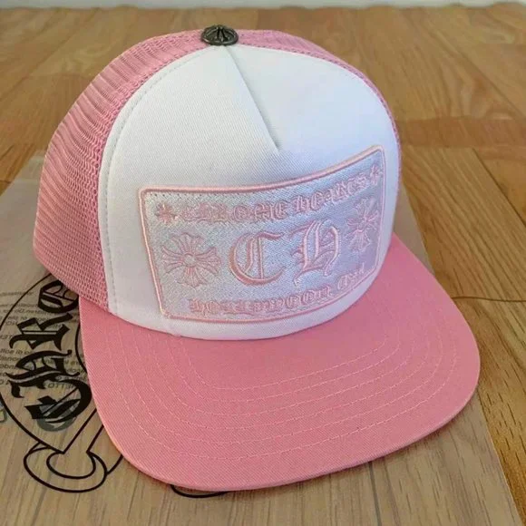 Chrome hearts CHロゴ　Tracker cap PINK Chrome Hearts CH Hollywood Trucker Hat Pink/White - US